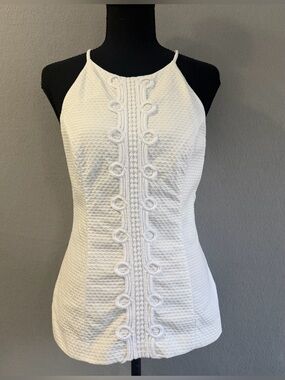 Lilly Pulitzer Annabelle Halter Top s4 Women’s Eyelet Detailing Embroidered